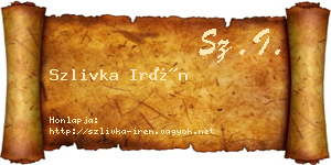 Szlivka Irén névjegykártya