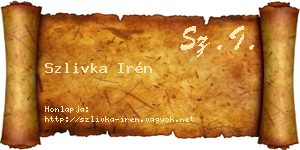 Szlivka Irén névjegykártya