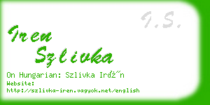 iren szlivka business card